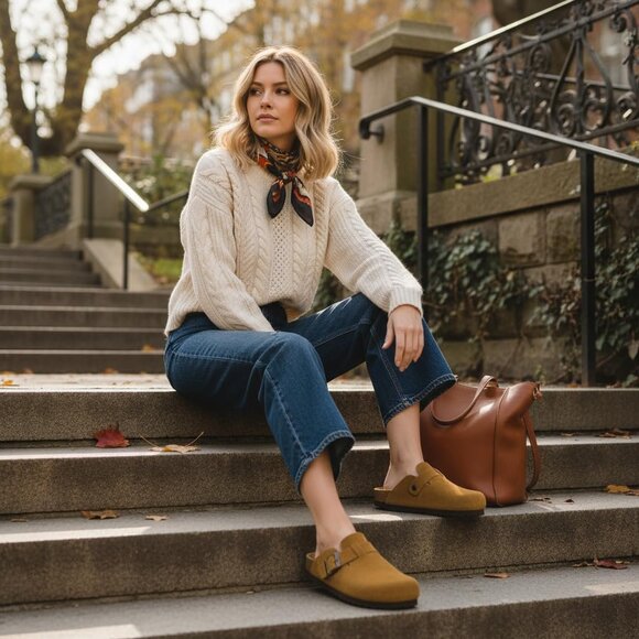 Genuine Leather Suede Clog Womens Shoes Slip On Mule Comfort Casual - Picture 4 of 9